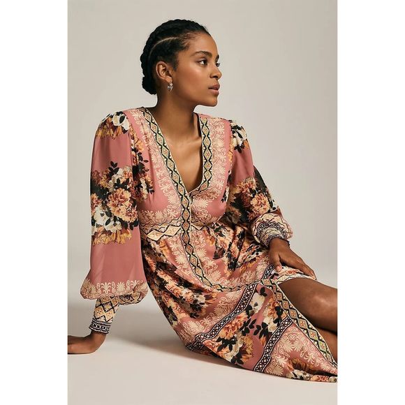 Anthropologie Vineet Bahl Embroidered Maxi Dress Size XS - Picture 4 of 10